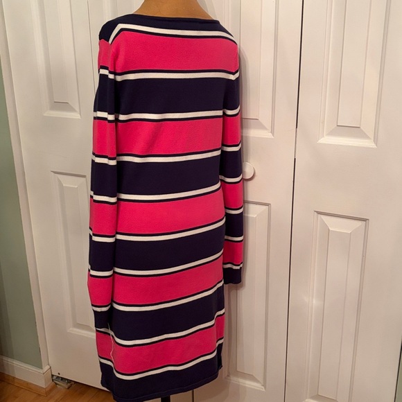 Vineyard Vines Pink and Navy Striped Long Sleeve Dress - Picture 3 of 4